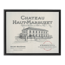 Load image into Gallery viewer, Winery Themed Artwork - Wine Themed Wall Decor - Chateau Haut-Marbuzet Wine Label Print on Canvas in a Floating Frame