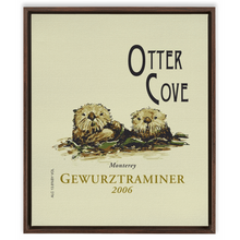 Load image into Gallery viewer, Wine Label Themed Artwork - Otter Cove Label Print on Canvas in a Floating Frame