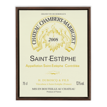 Load image into Gallery viewer, Wine Themed Artwork - Chateau Chambert-Marbuzet Label Print on Canvas in a Floating Frame