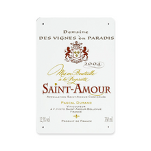 Load image into Gallery viewer, Wine Label Themed Decor - Saint Amour Label Print on Metal Plate 8" x 12" Made in the USA