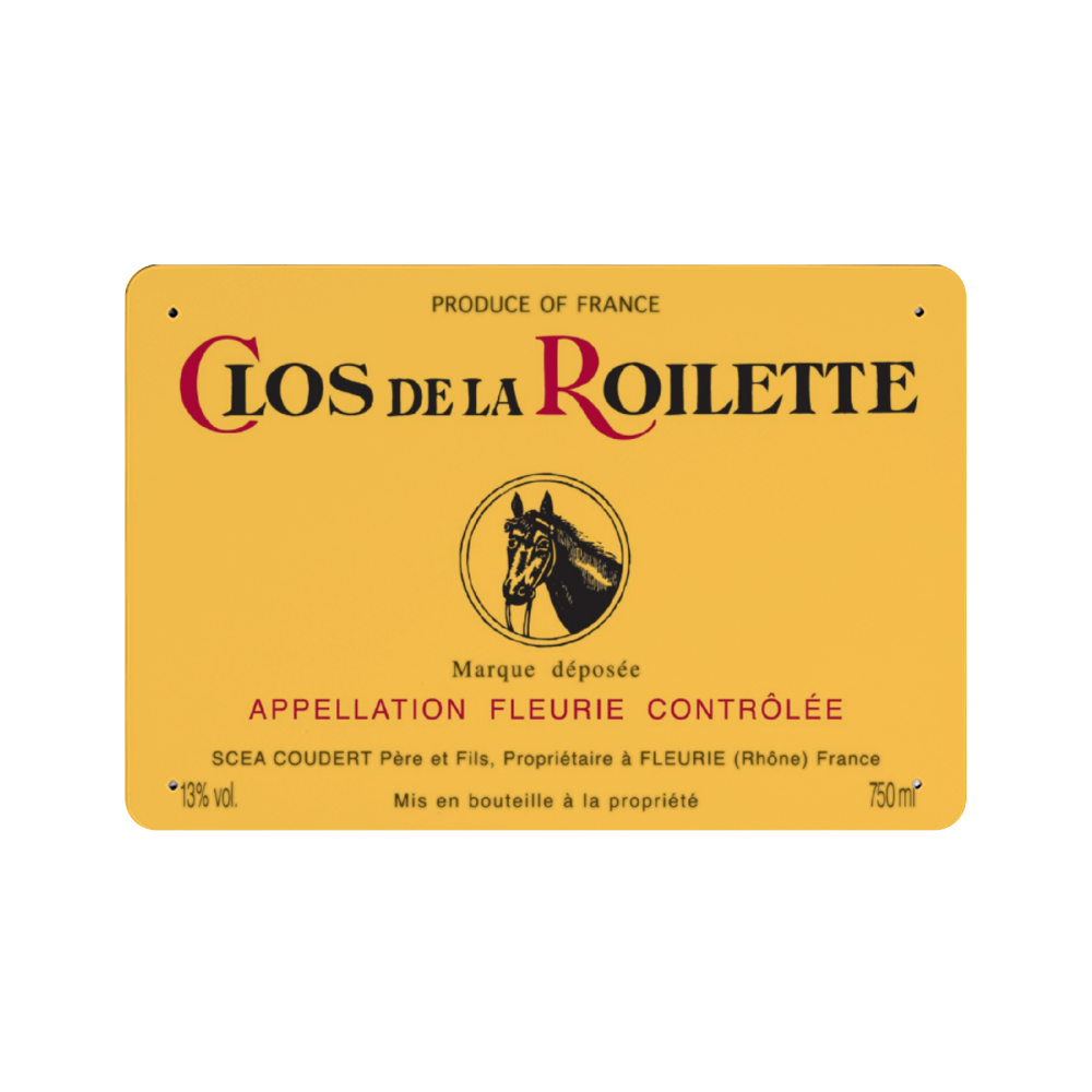 Wine Label Themed Decor - Clos de la Roilette Wine Label Print on Metal Plate 8