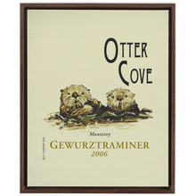 Load image into Gallery viewer, Wine Label Themed Artwork - Otter Cove Label Print on Canvas in a Floating Frame