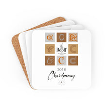 Load image into Gallery viewer, Wine Label Themed Gifts - Chardonnay D'Alsace - Dopff au Moulin bottle Label Corkwood Coaster Set of 4