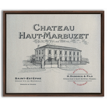 Load image into Gallery viewer, Winery Themed Artwork - Wine Themed Wall Decor - Chateau Haut-Marbuzet Wine Label Print on Canvas in a Floating Frame