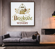 Load image into Gallery viewer, Wine Label Themed Artwork - Brookside Winery Label Print on Canvas in a Floating Frame