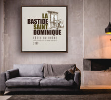 Load image into Gallery viewer, Wine Label Themed Artwork - La Bastide Saint Dominique Winery Cotes du Rhone Label Print on Canvas in a Floating Frame