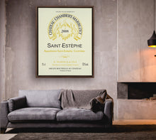 Load image into Gallery viewer, Wine Themed Artwork - Chateau Chambert-Marbuzet Label Print on Canvas in a Floating Frame
