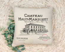 Load image into Gallery viewer, Indoor Outdoor Pillows Chateau Haut Marbuzet Wine Label Print