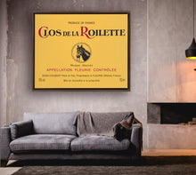 Load image into Gallery viewer, Wine Label Themed Artwork - Clos de la Roilette Wine Label Print on Canvas in a Floating Frame