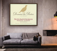 Load image into Gallery viewer, Wine Label Themed Artwork - Domaine des Perdrix Wine Label Print on Canvas in a Floating Frame