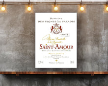 Load image into Gallery viewer, Gift for Wine Lover - Saint Amour Wine Label Printed on Eco-Friendly Recycled Aluminum