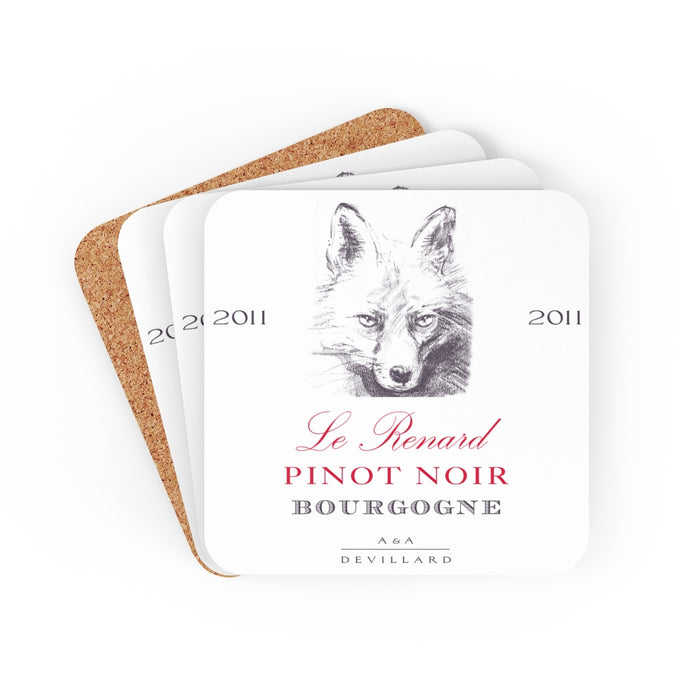Wine Label Themed Gifts -Le Renard Pinot Noir Label Winery Coasters - Set of 4