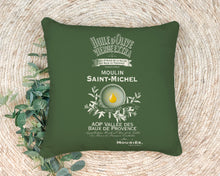 Load image into Gallery viewer, Indoor Outdoor Pillows Moulin St Michel Olive Oil Label Print