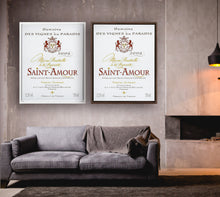 Load image into Gallery viewer, Wine Label Themed Artwork - Saint Amour Wine Label Print on Canvas in a Floating Frame