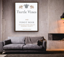 Load image into Gallery viewer, Wine Label Themed Artwork - Turtle Vines Wine Label Print on Canvas in a Floating Frame