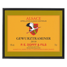 Load image into Gallery viewer, Wine Label Themed Artwork - P.E. Dopff Gewurztraminer Wine Label Print on Canvas in a Floating Frame