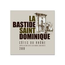 Load image into Gallery viewer, Wine Label Themed Wall Decor - La Bastide Saint Dominique Winery Cotes du Rhone Label Print on Metal Plate 12" x 12" Made in the USA