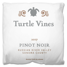 Load image into Gallery viewer, Indoor Outdoor Pillows Turtle Vines Pinot Noir Wine Label Print