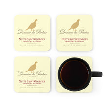 Load image into Gallery viewer, Wine Label Themed Gifts - Domaine des Perdrix bottle Label Back Corkwood Coaster Set of 4