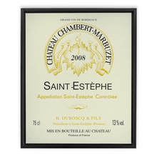 Load image into Gallery viewer, Wine Themed Artwork - Chateau Chambert-Marbuzet Label Print on Canvas in a Floating Frame