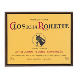 Wine Label Themed Artwork - Clos de la Roilette Wine Label Print on Canvas in a Floating Frame