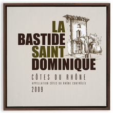 Load image into Gallery viewer, Wine Label Themed Artwork - La Bastide Saint Dominique Winery Cotes du Rhone Label Print on Canvas in a Floating Frame