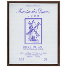 Load image into Gallery viewer, Wine Label Themed Artwork - Moulin des Dames Label Print on Canvas in a Floating Frame