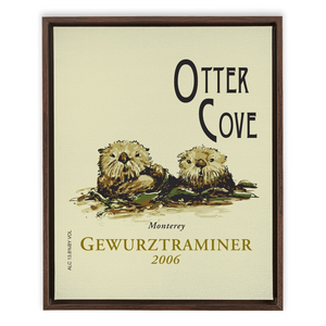 Wine Label Themed Artwork - Otter Cove Label Print on Canvas in a Floating Frame