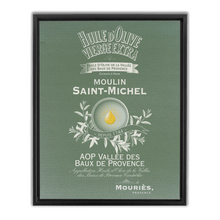 Load image into Gallery viewer, Kitchen Themed Artwork - Moulin St Michel Olive Oil Label Print on Canvas in a Floating Frame