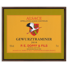 Load image into Gallery viewer, Wine Label Themed Artwork - P.E. Dopff Gewurztraminer Wine Label Print on Canvas in a Floating Frame