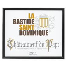 Load image into Gallery viewer, Winery Themed Artwork - La Bastide Saint Dominique Chateauneuf du Pape Wine Label Print on Canvas in a Floating Frame