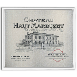 Winery Themed Artwork - Wine Themed Wall Decor - Chateau Haut-Marbuzet Wine Label Print on Canvas in a Floating Frame