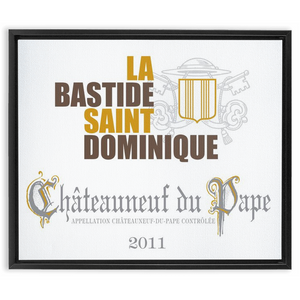 Winery Themed Artwork - La Bastide Saint Dominique Chateauneuf du Pape Wine Label Print on Canvas in a Floating Frame