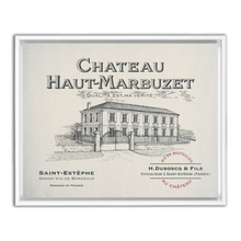 Load image into Gallery viewer, Winery Themed Artwork - Wine Themed Wall Decor - Chateau Haut-Marbuzet Wine Label Print on Canvas in a Floating Frame