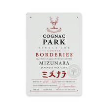 Load image into Gallery viewer, Cognac Themed Wall Decor - Cognac Park Mizunara Label Print on Metal Plate 8" x 12" Made in the USA