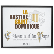 Load image into Gallery viewer, Winery Themed Artwork - La Bastide Saint Dominique Chateauneuf du Pape Wine Label Print on Canvas in a Floating Frame