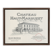 Load image into Gallery viewer, Winery Themed Artwork - Wine Themed Wall Decor - Chateau Haut-Marbuzet Wine Label Print on Canvas in a Floating Frame