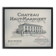 Load image into Gallery viewer, Winery Themed Artwork - Wine Themed Wall Decor - Chateau Haut-Marbuzet Wine Label Print on Canvas in a Floating Frame