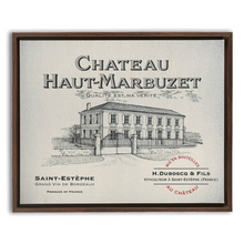 Load image into Gallery viewer, Winery Themed Artwork - Wine Themed Wall Decor - Chateau Haut-Marbuzet Wine Label Print on Canvas in a Floating Frame