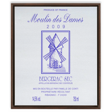 Load image into Gallery viewer, Wine Label Themed Artwork - Moulin des Dames Label Print on Canvas in a Floating Frame
