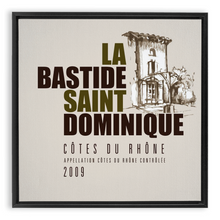Load image into Gallery viewer, Wine Label Themed Artwork - La Bastide Saint Dominique Winery Cotes du Rhone Label Print on Canvas in a Floating Frame