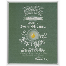 Load image into Gallery viewer, Kitchen Themed Artwork - Moulin St Michel Olive Oil Label Print on Canvas in a Floating Frame