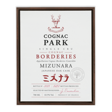Load image into Gallery viewer, Cognac Label Themed Artwork - Cognac Park Mizunara Label Print on Canvas in a Floating Frame