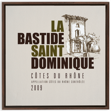 Load image into Gallery viewer, Wine Label Themed Artwork - La Bastide Saint Dominique Winery Cotes du Rhone Label Print on Canvas in a Floating Frame