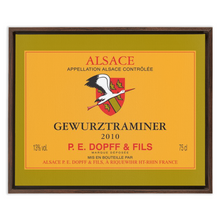 Load image into Gallery viewer, Wine Label Themed Artwork - P.E. Dopff Gewurztraminer Wine Label Print on Canvas in a Floating Frame