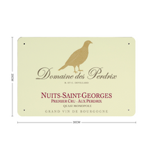 Load image into Gallery viewer, Wine Label Themed Decor - Domaine des Perdrix Wine Label Print on Metal Plate 8" x 12" Made in the USA