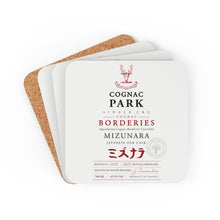 Load image into Gallery viewer, Cognac Label Themed Gifts - Cognac Park Mizunara bottle Label Corkwood Coaster Set of 4