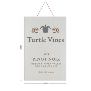 Wine Label Themed Wall Decor - Turtle Vines Wine  Label Print on Wooden Plaque 8" x 12" Made in the USA