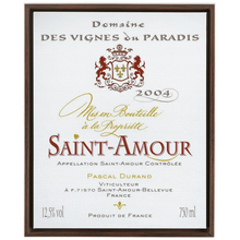 Load image into Gallery viewer, Wine Label Themed Artwork - Saint Amour Wine Label Print on Canvas in a Floating Frame