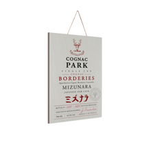 Load image into Gallery viewer, Cognac Themed Decor - Cognac Park Mizunara Label Print on Wooden Plaque 8" x 12" Made in the USA